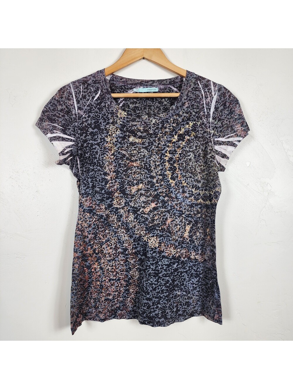 Maurices Animal Print Flutter Sleeve Top Grey Leopard Tie Die Y2K Large L